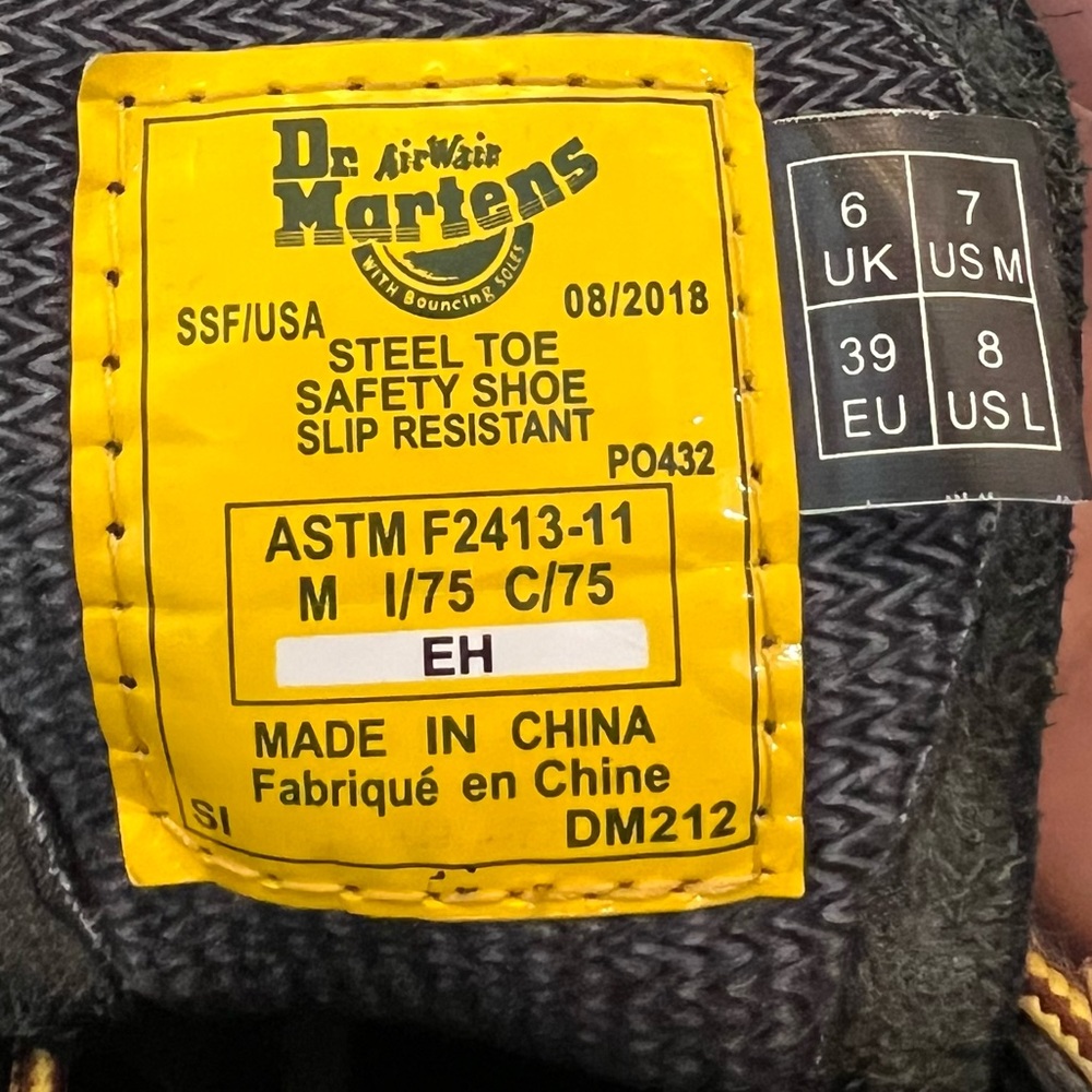 Dr. Martens Industrial Steel Toe Boots - Black Leather - Men 7 / Women 8 - Picture 9 of 15
